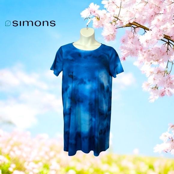 NWOT Icōne by Simons, Chic Stretch Dress, Large, Blue - Picture 1 of 8